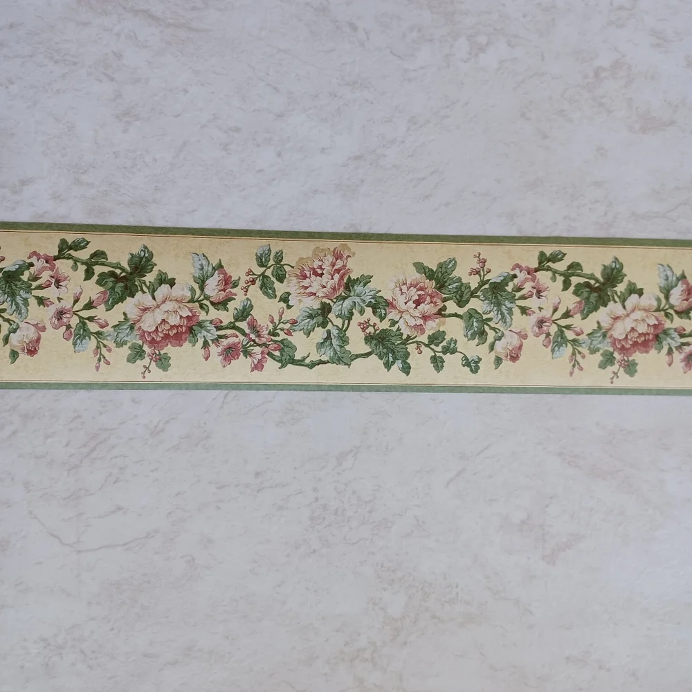 Wallpaper Border Vintage Peony Rose